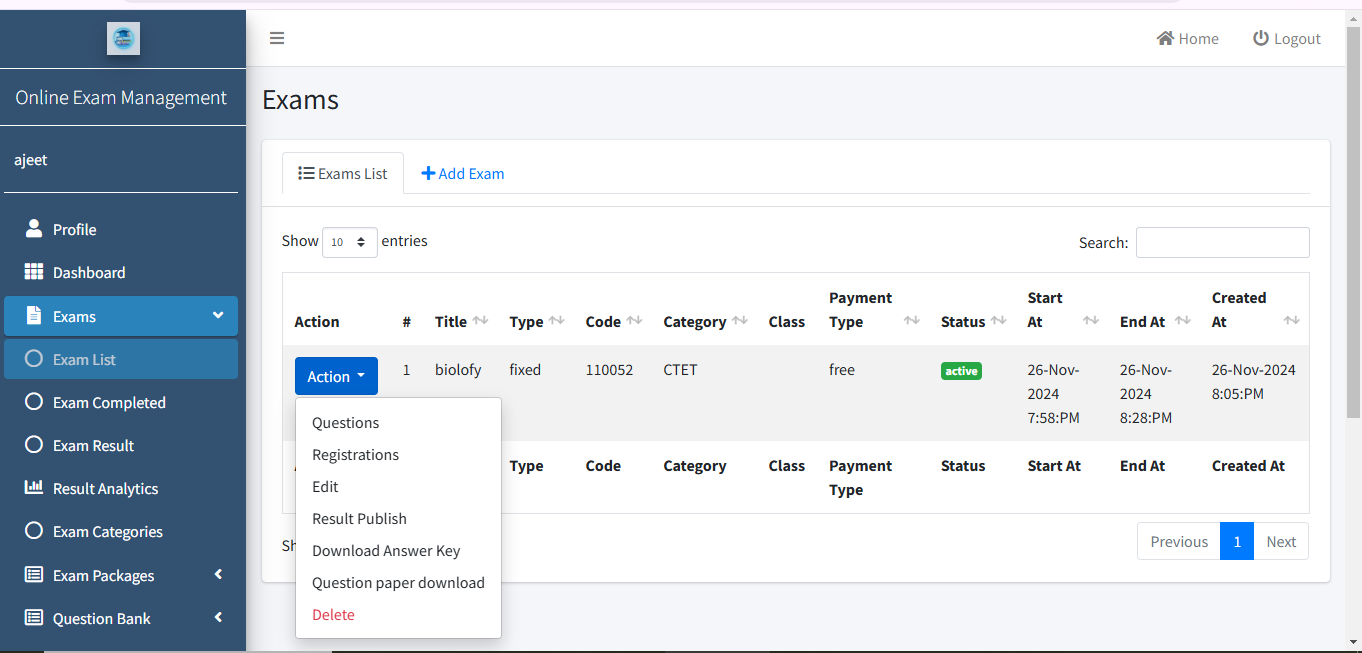 Exam list Eductionagency